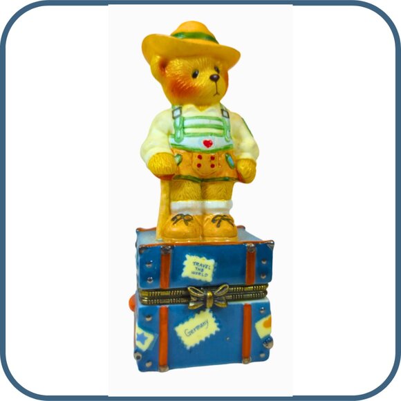 1998 Enesco Cherished Teddies "Germany" Porcelain Trinket Box #441082 P Hillman - Picture 2 of 4